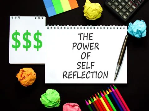 Self reflection symbol. Concept words The power of self reflection on beautif Stock Photos