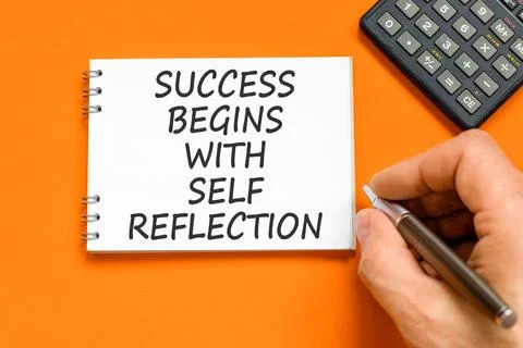 Self reflection symbol. Concept words Success begins with self reflection o.. Stock Photos