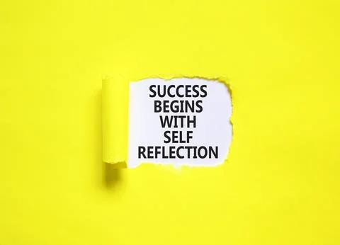 Self reflection symbol. Concept words Success begins with self reflection o.. Stock Photos