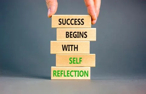 Self reflection symbol. Concept words Success begins with self reflection o.. Stock Photos