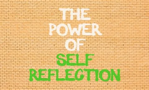 Self reflection symbol. Concept words The power of self reflection on beautif Stock Photos