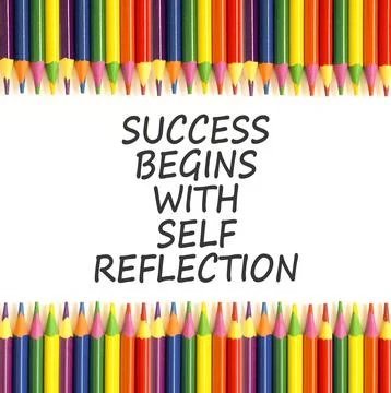Self reflection symbol. Concept words Success begins with self reflection o.. Stock Photos