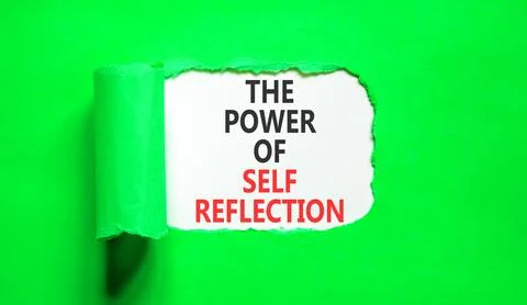 Self reflection symbol. Concept words The power of self reflection on beautif Stock Photos