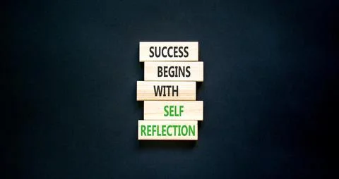 Self reflection symbol. Concept words Success begins with self reflection o.. Stock Photos