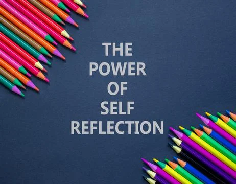 Self reflection symbol. Concept words Success begins with self reflection on  Stock Photos