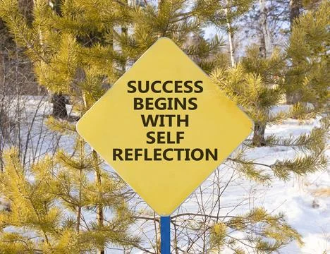 Self reflection symbol. Concept words Success begins with self reflection o.. Stock Photos