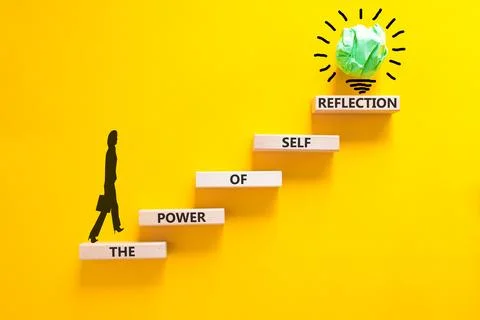 Self reflection symbol. Concept words The power of self reflection on beautif Stock Photos