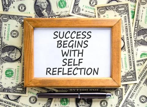 Self reflection symbol. Concept words Success begins with self reflection o.. Stock Photos