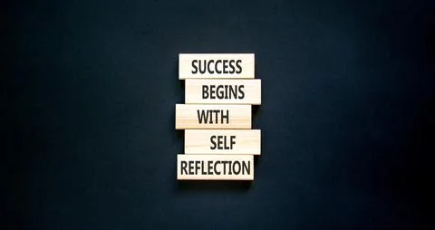 Self reflection symbol. Concept words Success begins with self reflection o.. Stock Photos