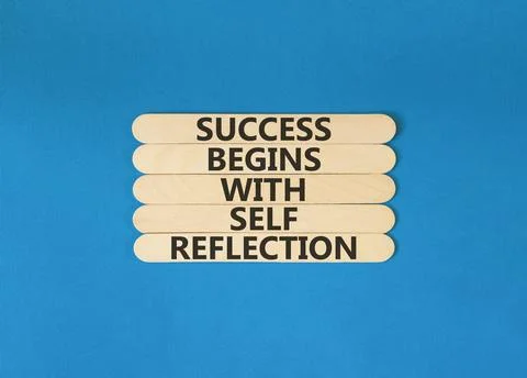 Self reflection symbol. Concept words Success begins with self reflection o.. Stock Photos
