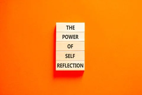 Self reflection symbol. Concept words The power of self reflection on beautif Stock Photos