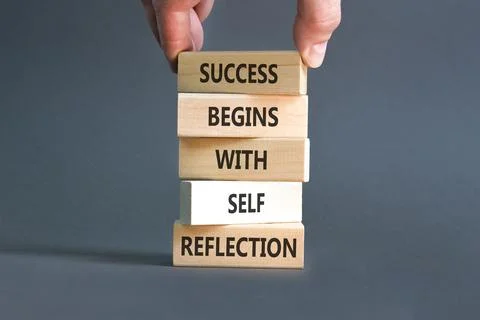 Self reflection symbol. Concept words Success begins with self reflection o.. Stock Photos