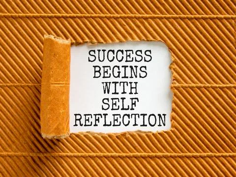 Self reflection symbol. Concept words Success begins with self reflection o.. Stock Photos