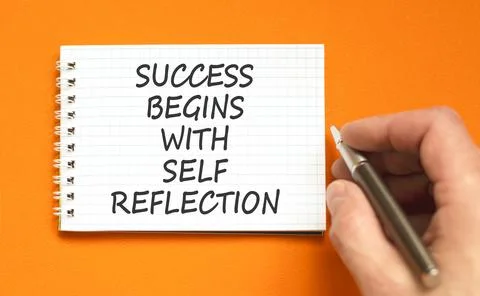 Self reflection symbol. Concept words Success begins with self reflection o.. Stock Photos