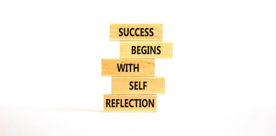 Self reflection symbol. Concept words Success begins with self reflection o.. Stock Photos