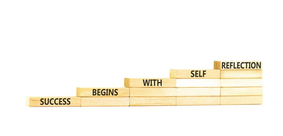 Self reflection symbol. Concept words Success begins with self reflection o.. Stock Photos