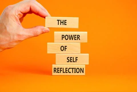 Self reflection symbol. Concept words The power of self reflection on beautif Stock Photos