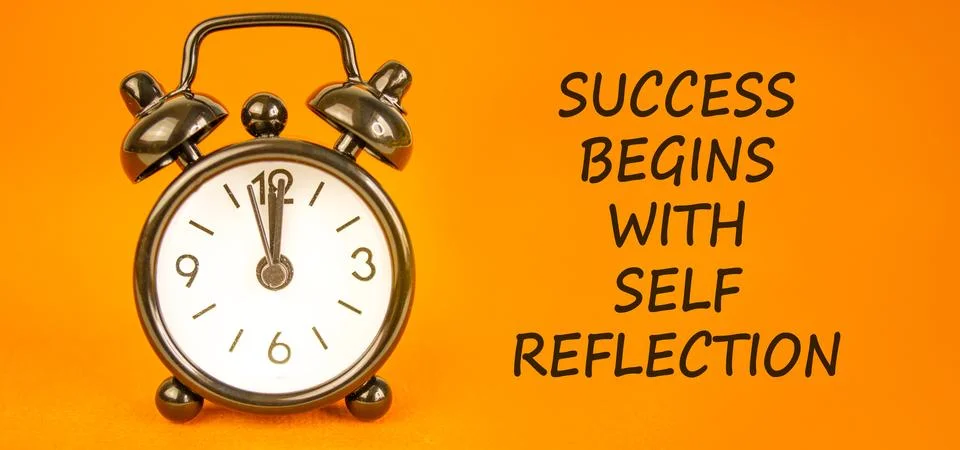 Self reflection symbol. Concept words Success begins with self reflection o.. Stock Photos