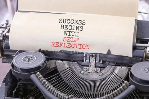 Self reflection symbol. Concept words Success begins with self reflection t.. Stock Photos