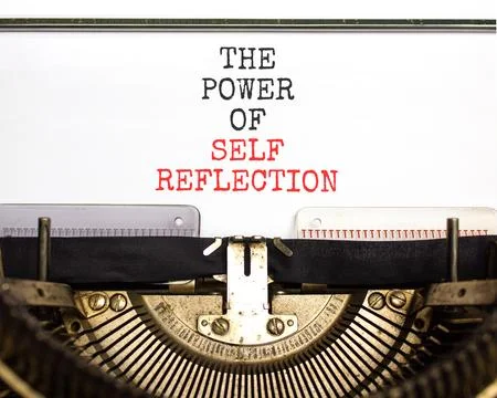 Self reflection symbol. Concept words The power of self reflection typed on o Stock Photos