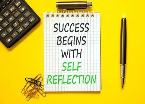 Self reflection symbol. Concept words Success begins with self reflection o.. Stock Photos