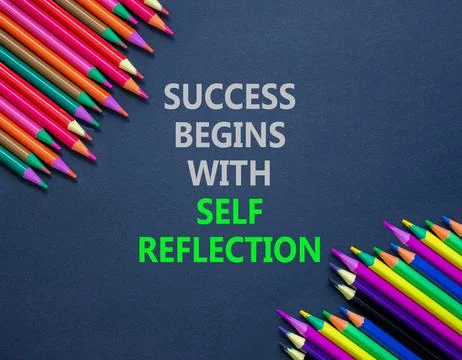 Self reflection symbol. Concept words Success begins with self reflection o.. Stock Photos