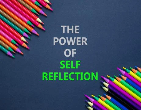 Self reflection symbol. Concept words Success begins with self reflection on  Stock Photos
