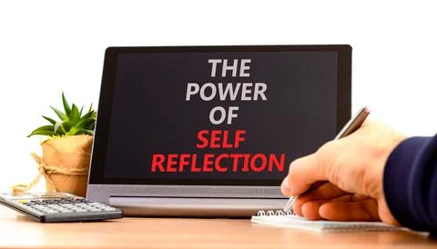 Self reflection symbol. Concept words Success begins with self reflection o.. Stock Photos