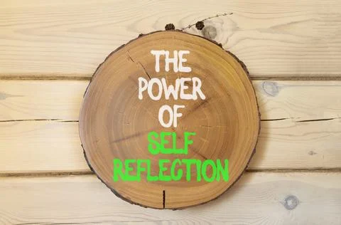 Self reflection symbol. Concept words The power of self reflection on beautif Stock Photos