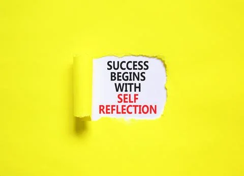 Self reflection symbol. Concept words Success begins with self reflection o.. Stock Photos