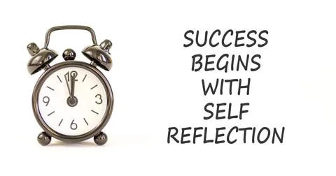 Self reflection symbol. Concept words Success begins with self reflection o.. Stock Photos