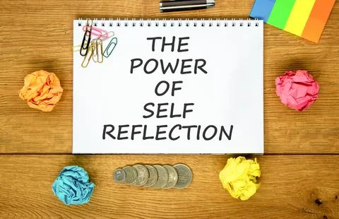 Self reflection symbol. Concept words The power of self reflection on beautif Stock Photos