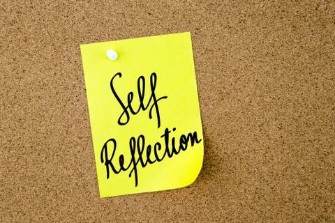 Self Reflection written on yellow paper note Stock Photos
