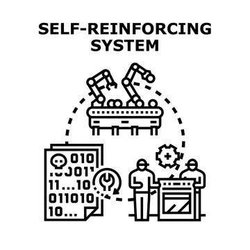 Self reinforcing automated production system developing technology Stock Illustration