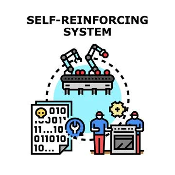 Self reinforcing automated production system developing technology Stock Illustration