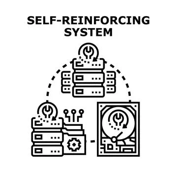 Self reinforcing system optimizing data storage and server maintenance Stock Illustration