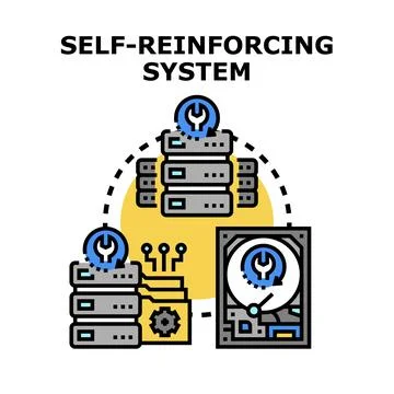 Self reinforcing system optimizing data storage and server maintenance Stock Illustration