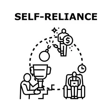 Self reliance concept unlocking freedom and achieving success Stock Illustration