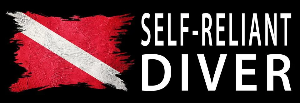 Self Reliant Diver, Diver Down Flag, Scuba flag Illustrazione stock