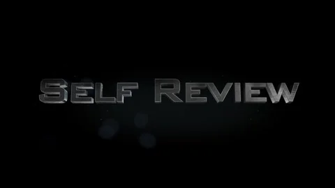 Self Review title 3D metal text on black alpha channel background Stock Footage 301266232