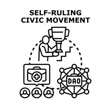 Self ruling civic movement concept achieving community goals Stock Illustration