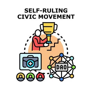 Self ruling civic movement concept achieving community goals Stock Illustration