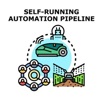 Self running automation pipeline optimizing modern business processes Stock Illustration
