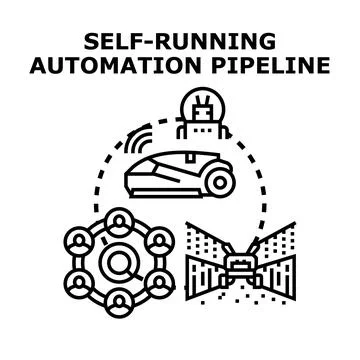 Self running automation pipeline optimizing modern business processes Stock Illustration