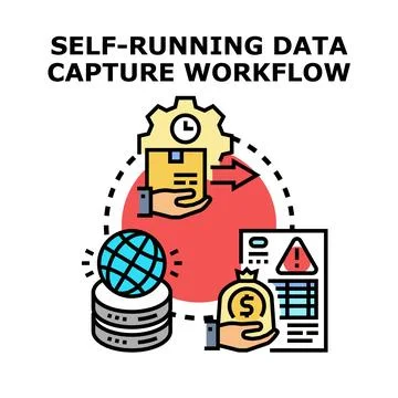 Self running data capture workflow system concept Stock Illustration