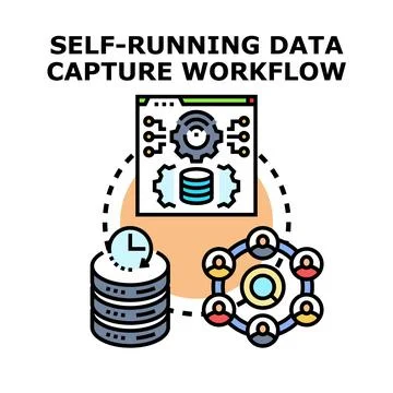 Self running data capture workflow system automation concept Stock Illustration