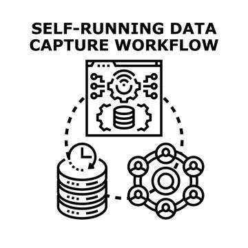 Self running data capture workflow system automation concept Stock Illustration