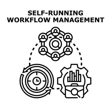 Self running workflow management process automation icon Stock Illustration