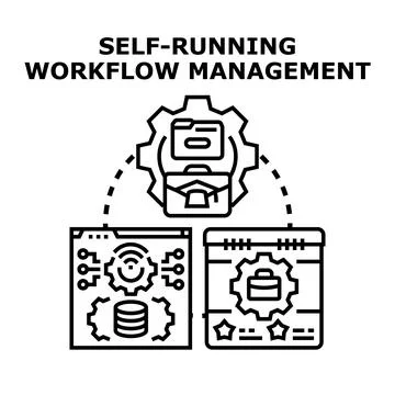Self running workflow management system automation process Stock Illustration
