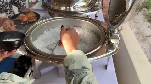 Self Served Breakfast Bar Buffet at the Hotel In Sihanoukville 스톡 동영상 337083543